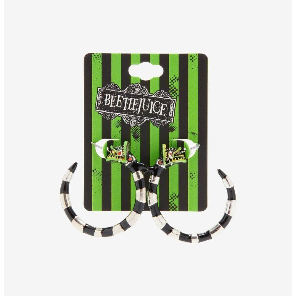 Halloween Metal Beetlejuicesandworm Hoop Earrings